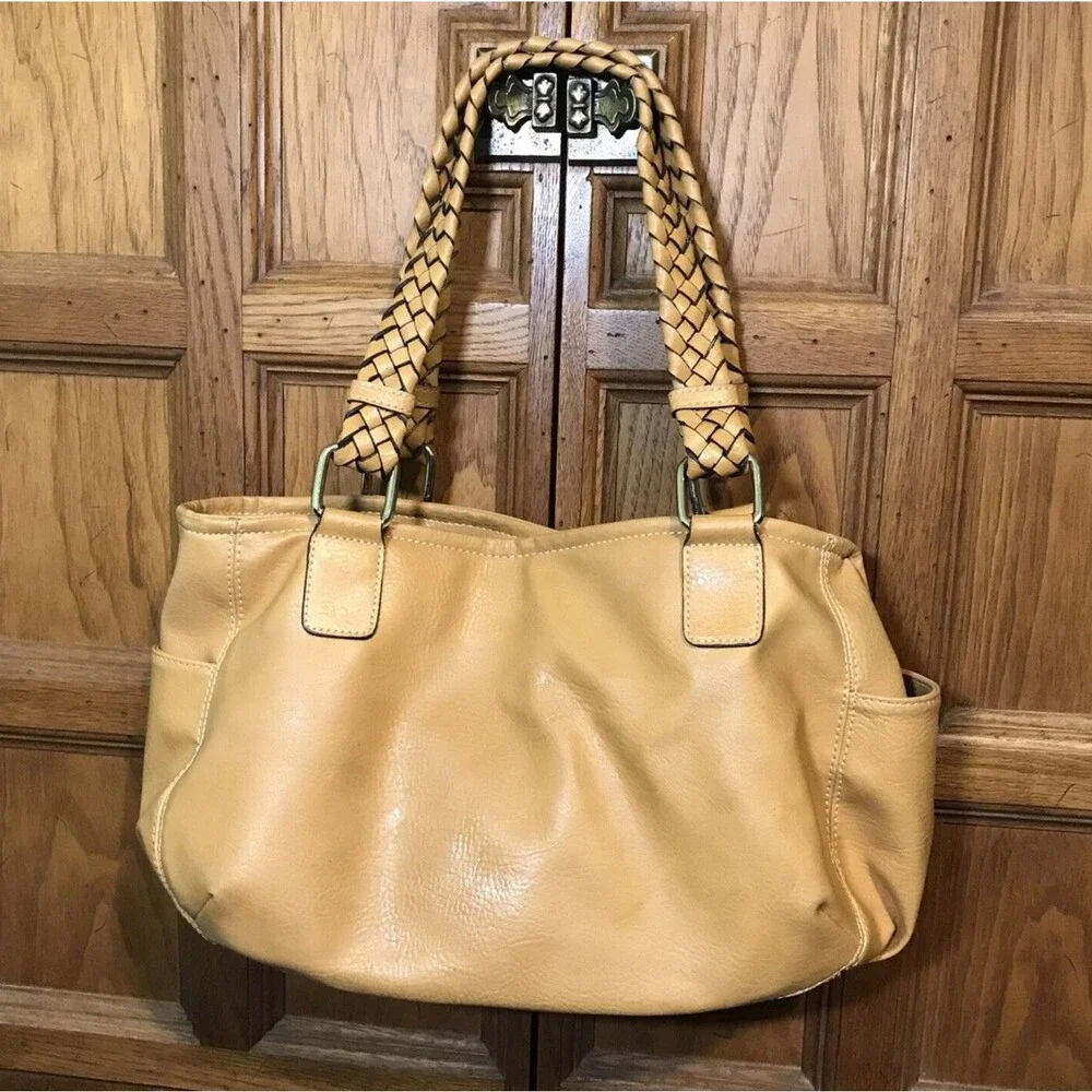 Dana Buchman Callie warm Kahki Classic Shoulder Tote Braided Double Handle Bag